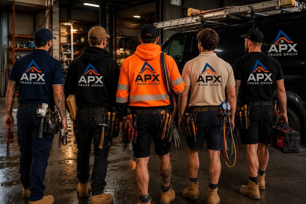 APX Trade Group tradies on the job — electrical, plumbing and carpentry across Sydney