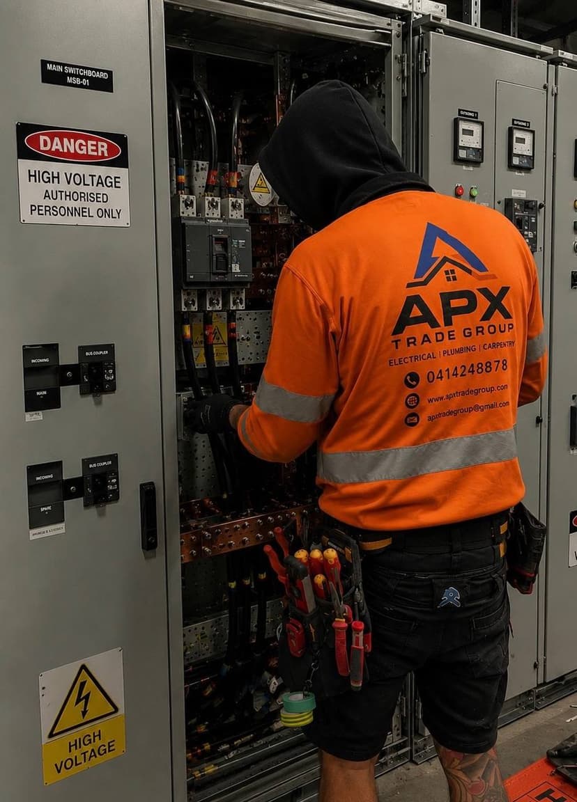 Licensed electrician working on switchboard